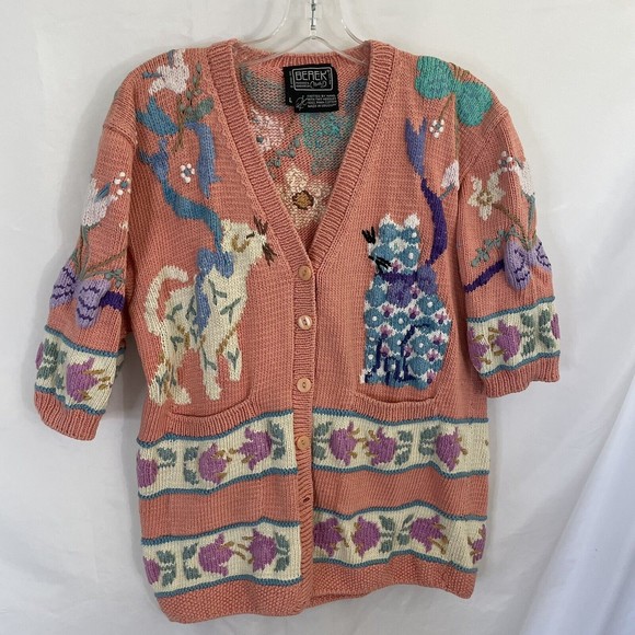 BEREK VINTAGE CAT Cardigan Sweater  WOMEN'S SIZE Large Ribbon - Picture 5 of 8